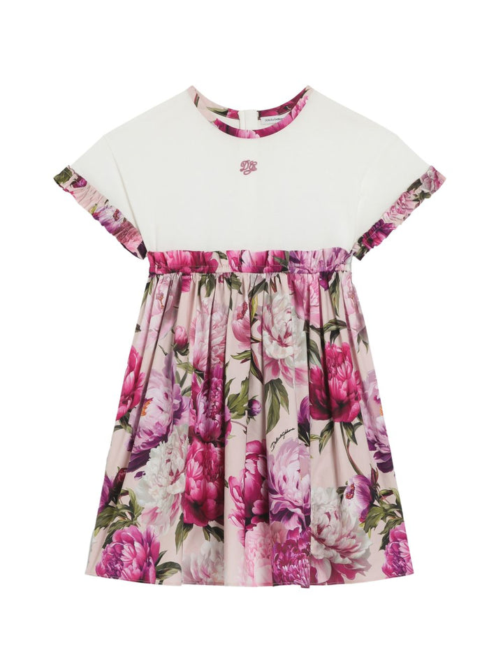 Abito bianco/rosa per bambina L5JDBQG7QZY S9000 Dolce & Gabbana Kids 