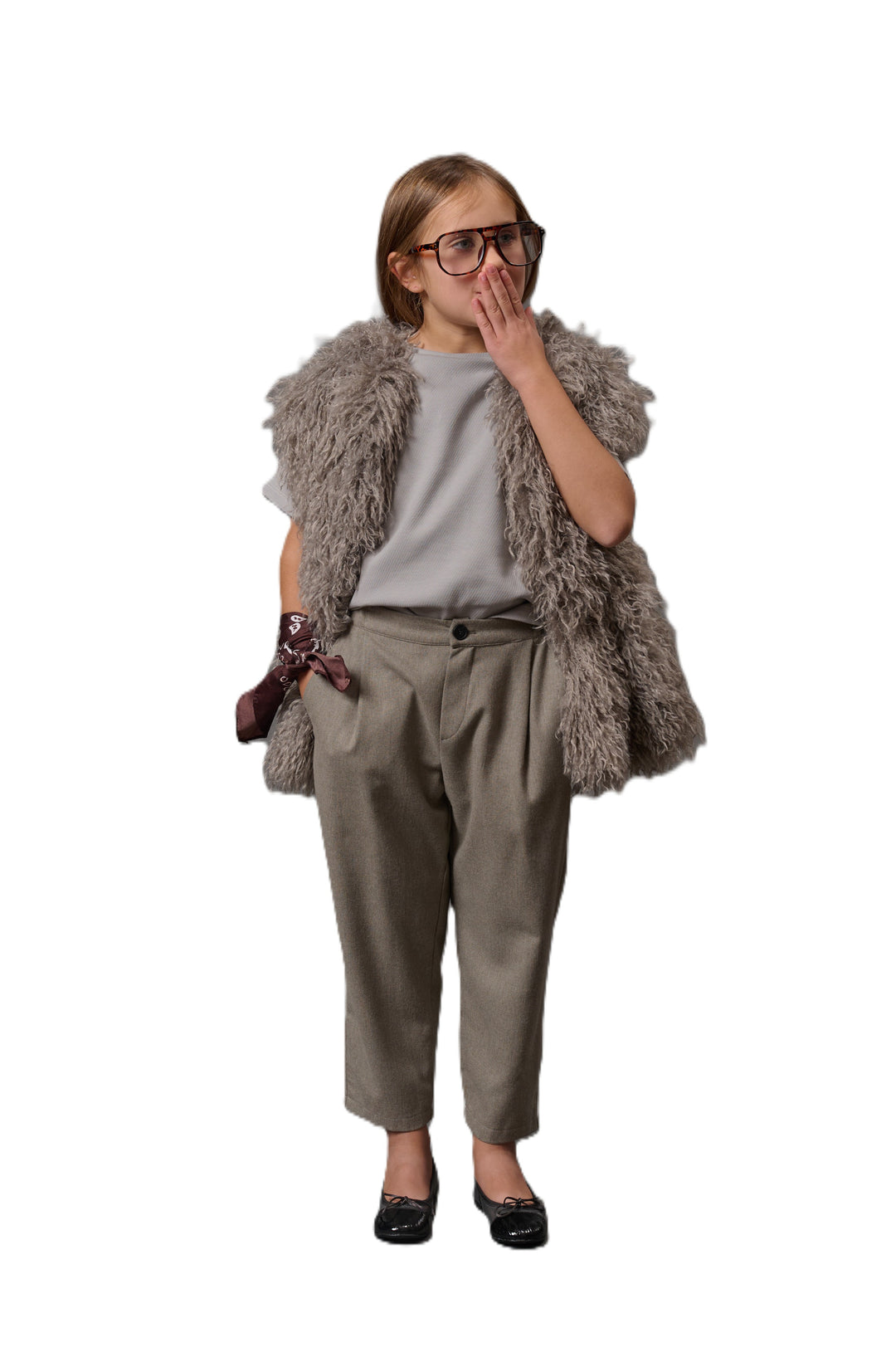 Gilet grigio topo per bambina DZ2A22Z4004 829 Douuod Kids 