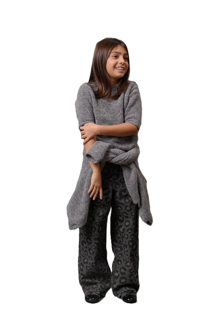 Maglione grigio per bambina DZ9A11W0229 809 Douuod Kids 