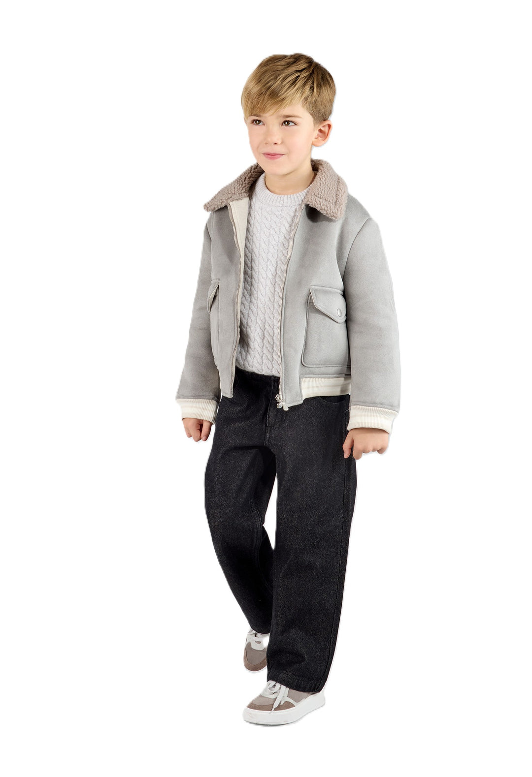 Giacca grigia per bambina EZ2I27H0078 908 Eleventy Kids 