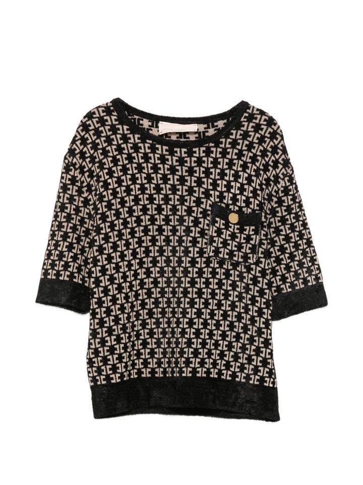 Maglione nero/beige per bambina EFMA200CFL149 D657 Elisabetta Franchi Kids 