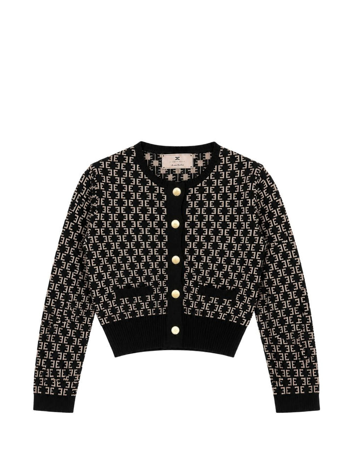 Cardigan nero per bambina EFMA201CFL149 D657 Elisabetta Franchi Kids 
