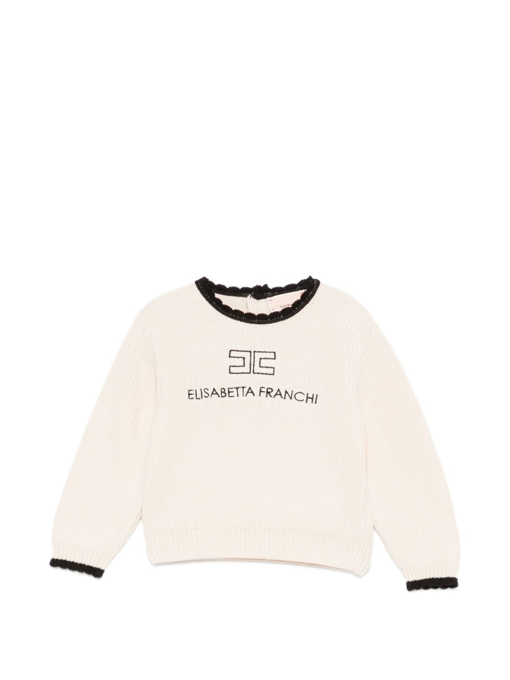 Maglione crema/nero per bambina EGMA060CFL001 0188 Elisabetta Franchi Kids 