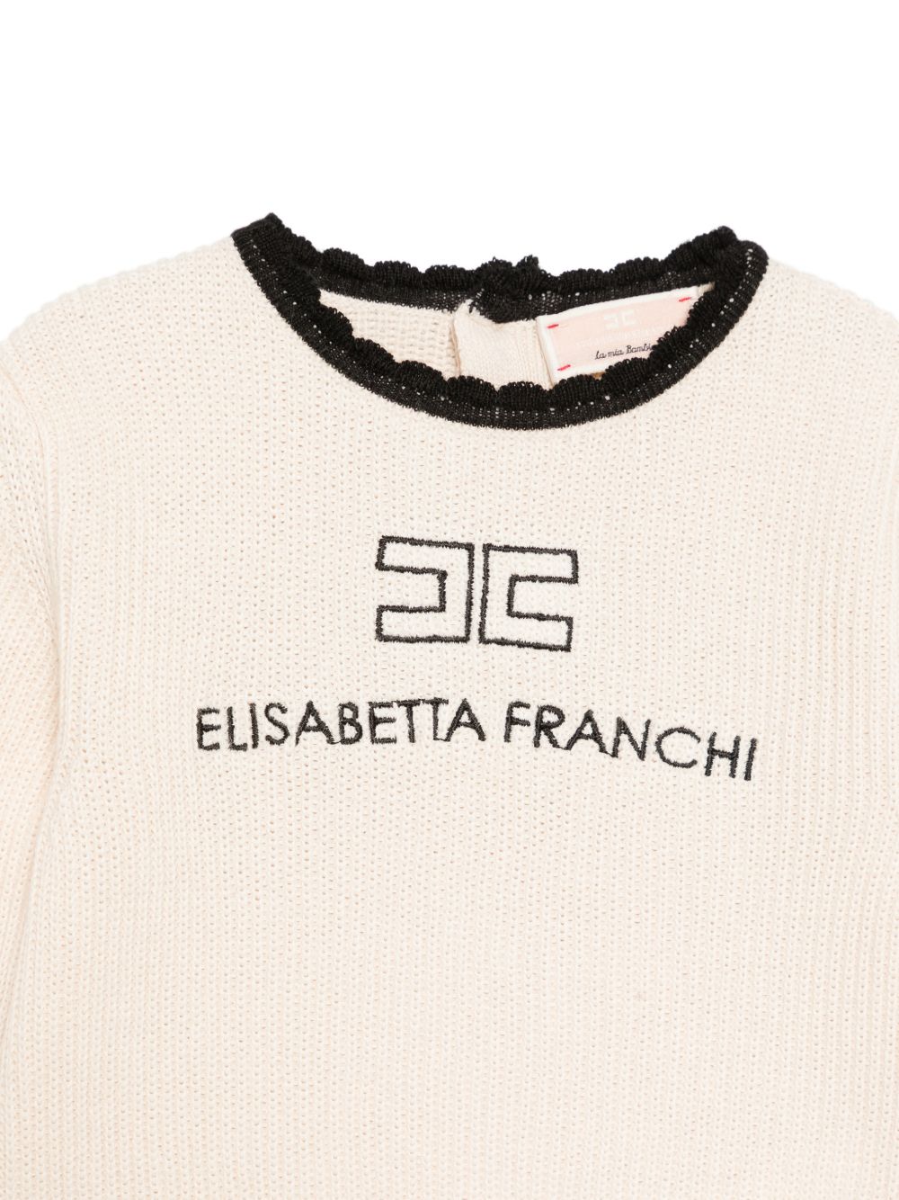 Maglione crema/nero per bambina EGMA060CFL001 0188 Elisabetta Franchi Kids 