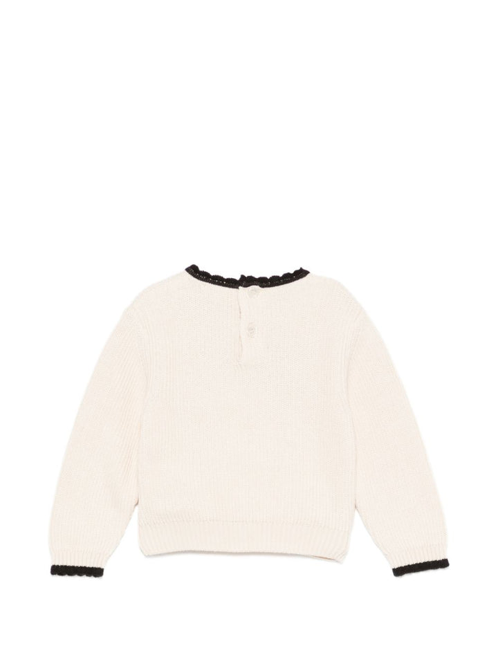 Maglione crema/nero per bambina EGMA060CFL001 0188 Elisabetta Franchi Kids 