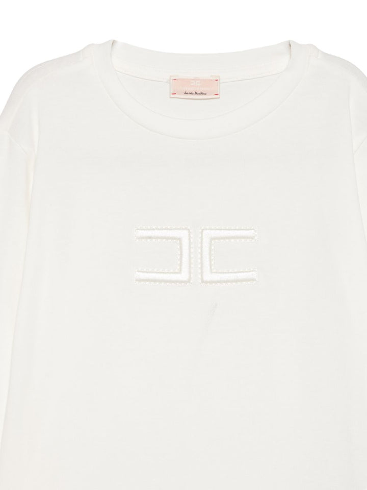 T-shirt bianca per bambina EGTS122CJE018 0004 Elisabetta Franchi Kids 