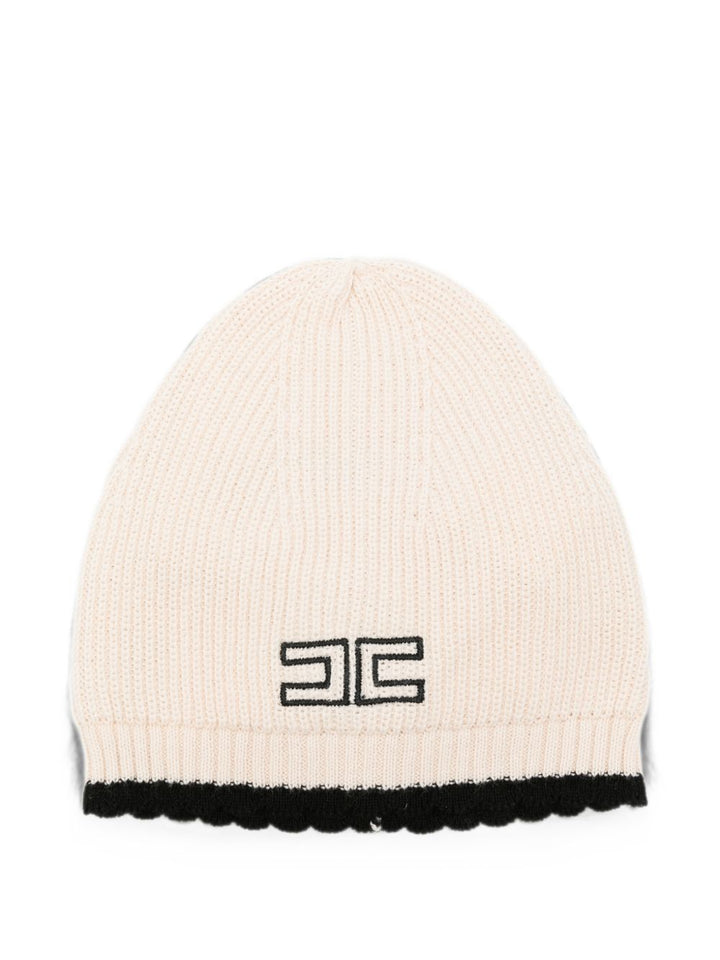 Cappello burro/nero per neonata ENCP086CFL001 0188 Elisabetta Franchi Kids 