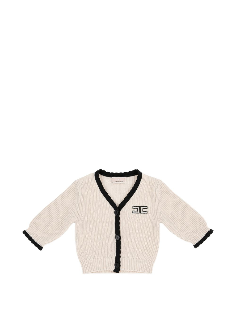 Cardigan burro/nero per neonata ENMA018CFL001 0188 Elisabetta Franchi Kids 