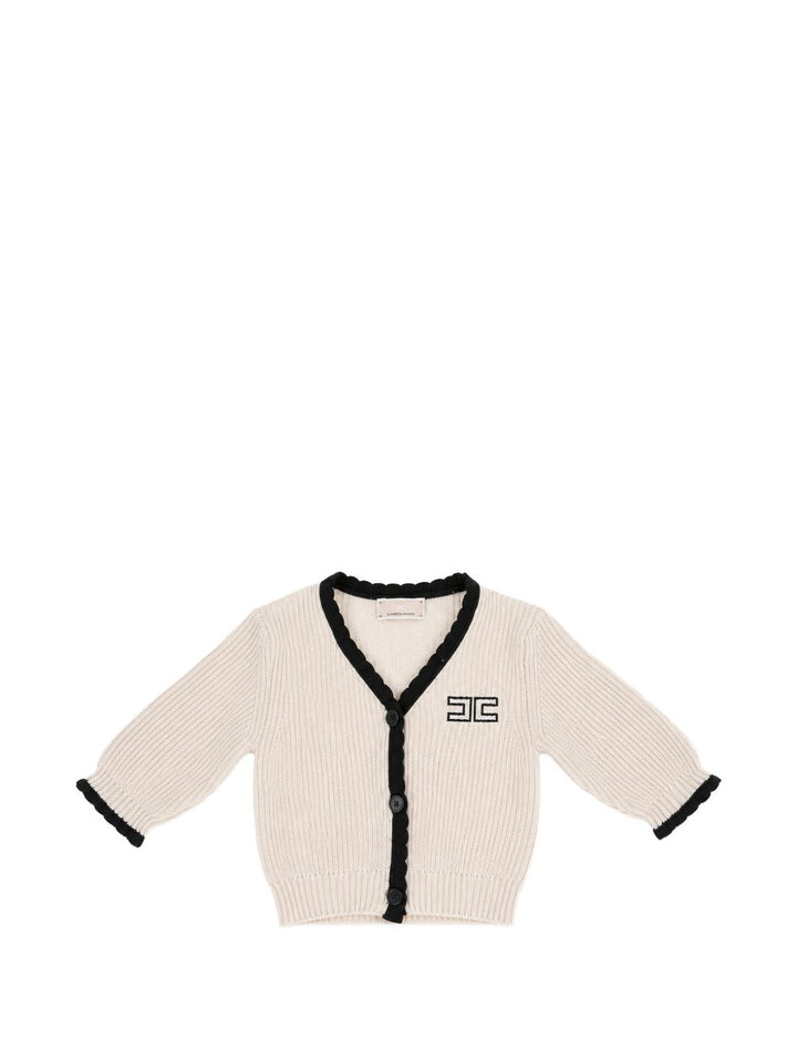 Cardigan burro/nero per neonata ENMA018CFL001 0188 Elisabetta Franchi Kids 