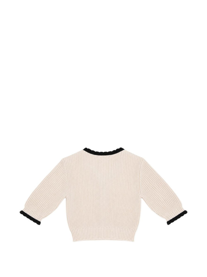 Cardigan burro/nero per neonata ENMA018CFL001 0188 Elisabetta Franchi Kids 