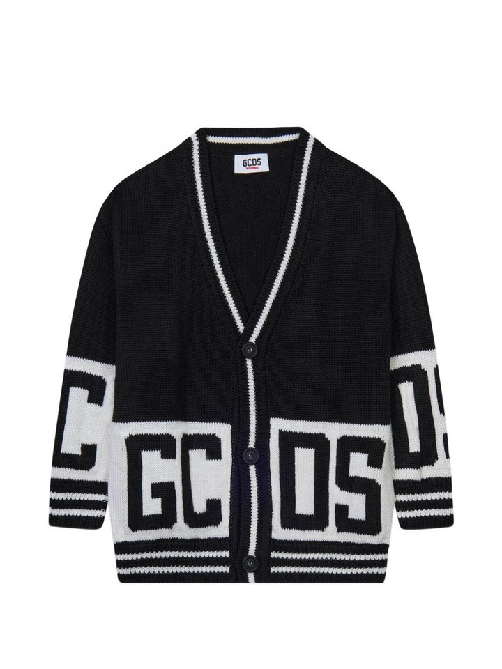 Cardigan nero/bianco per bambino C2BJQF590K347 999A Gcds Kids 