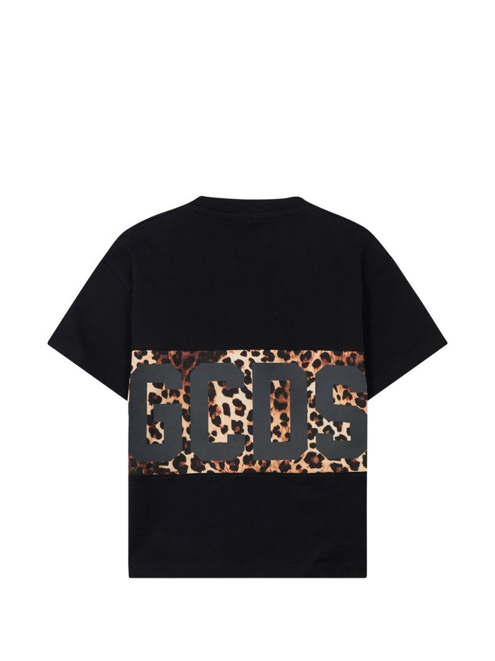 T-shirt nera/animal print per bambina Z0GJQC585J106 999M Gcds Kids 