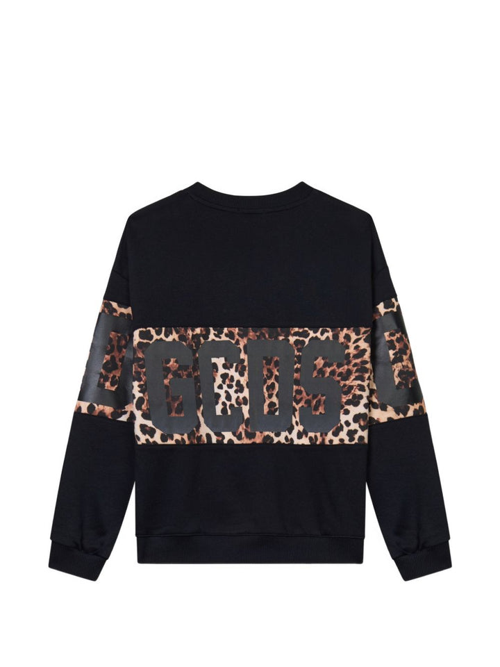 Maglione nero/animal print per bambina Z0GJQE584F005 999M Gcds Kids 
