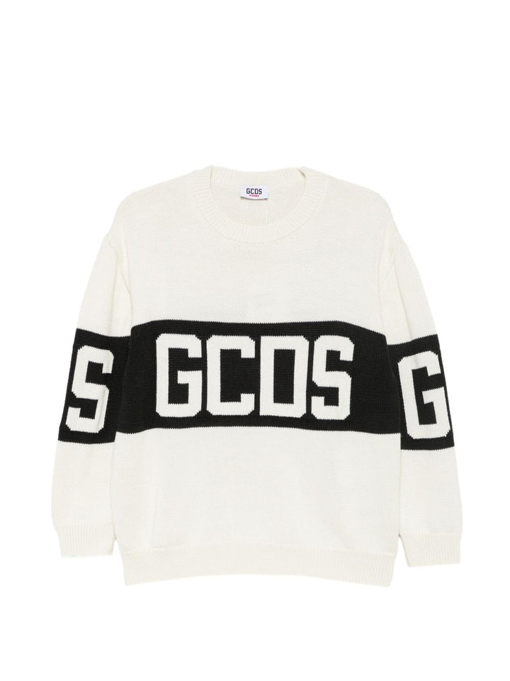 Maglione bianco/nero per bambino Z0UJQF621K347 157B Gcds Kids 
