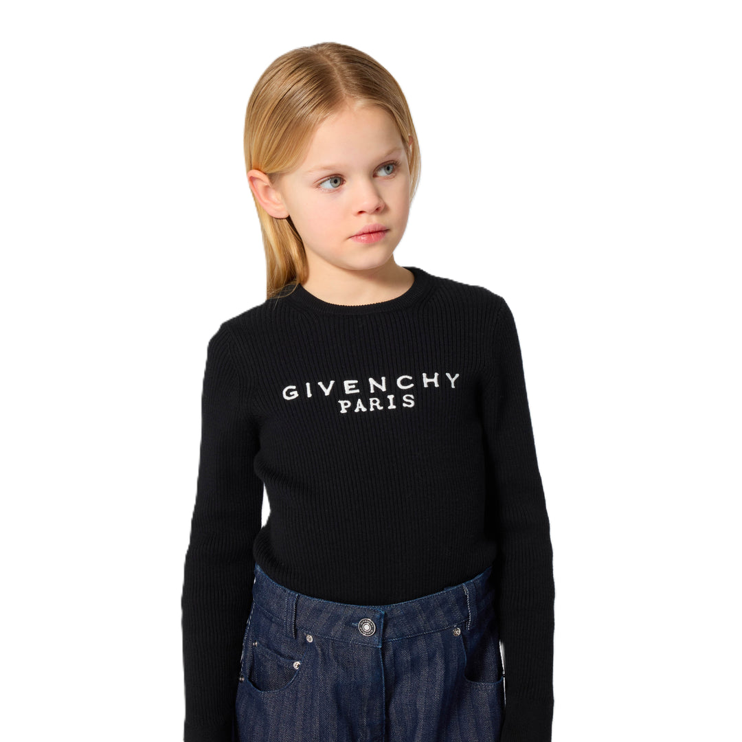 T-shirt nera per bambina H31321 09B Givenchy Kids 