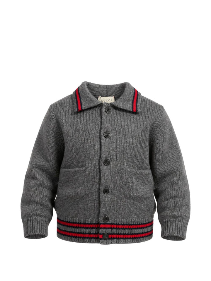 Cardigan grigio/rosso/verde per bambino 865583XKFJE 1155 Gucci Kids 
