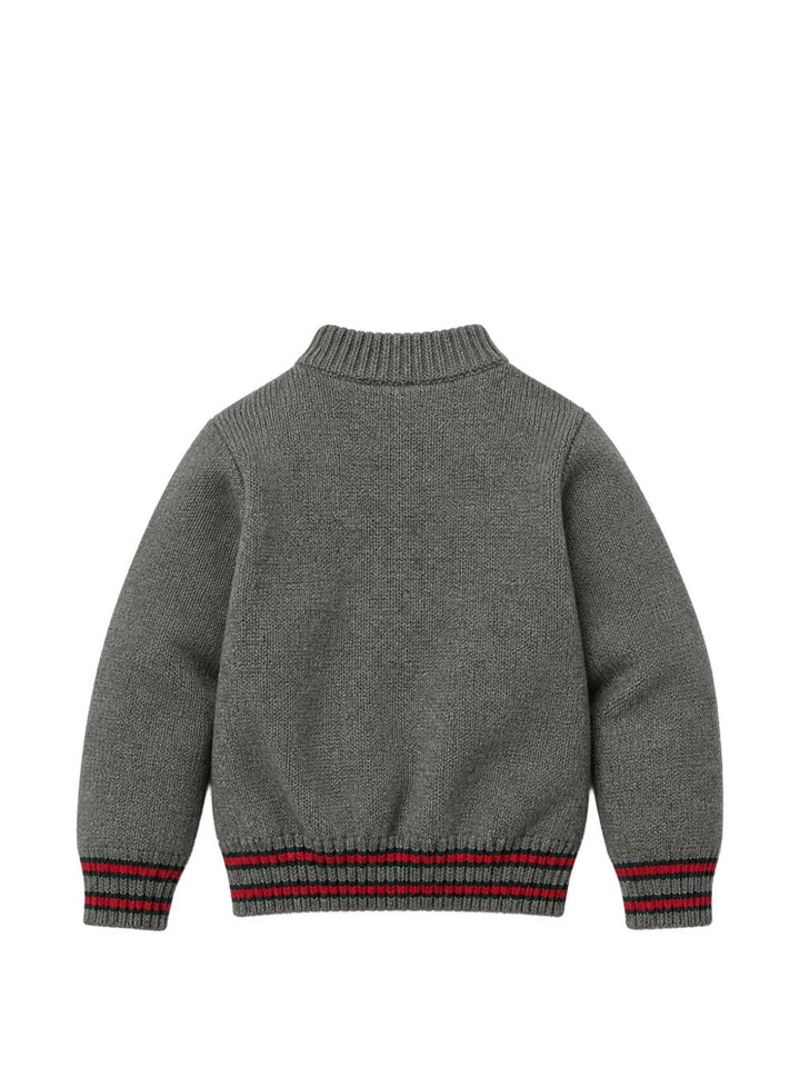 Cardigan grigio/rosso/verde per bambino 865583XKFJE 1155 Gucci Kids 