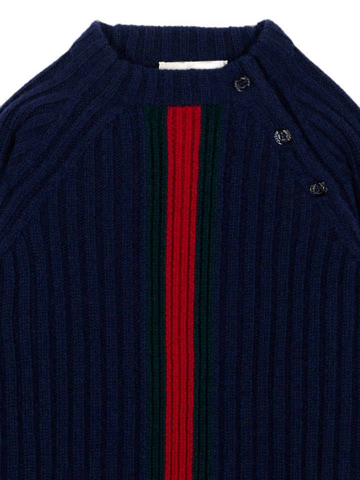 Maglione blu/verde/rosso per neonato 866182XKFIL 4154 Gucci Kids 