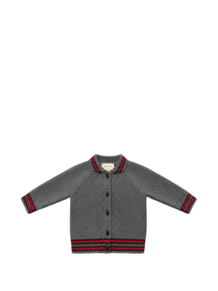 Cardigan grigio/rosso per neonato 866822XKFH1 1155 Gucci Kids 