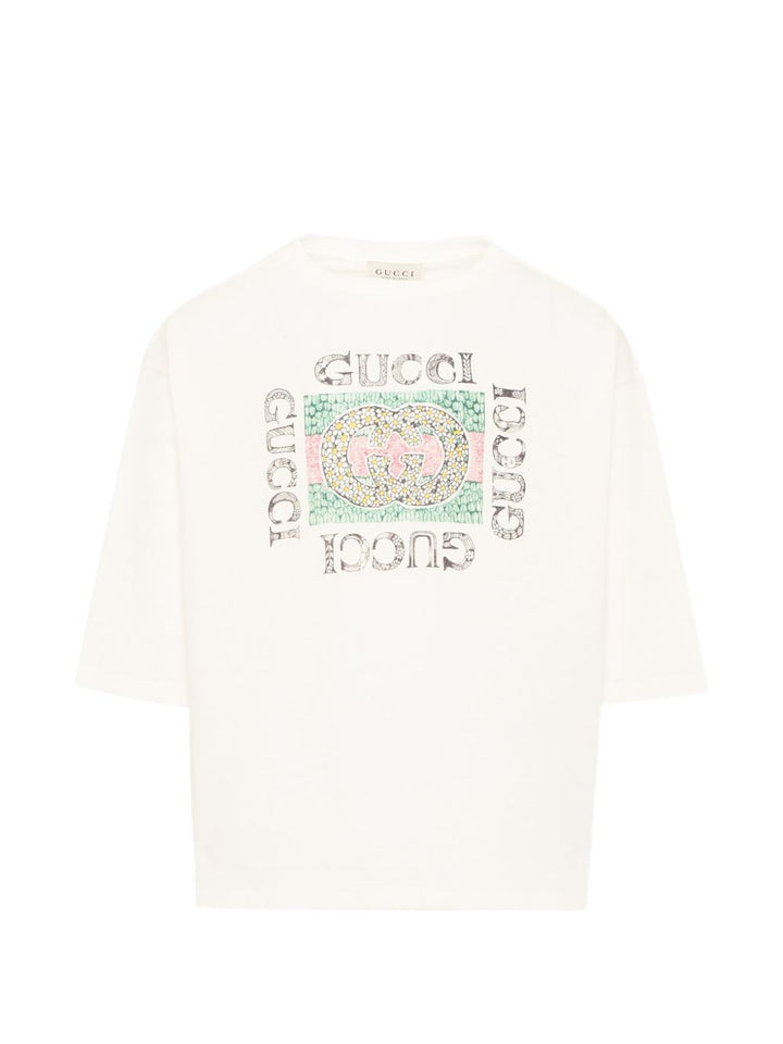 T-shirt crema per bambino 868058XJHYW 9214 Gucci Kids 