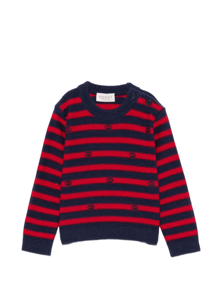 Maglione blu/rosso per neonato 870708XKFH8 4011 Gucci Kids 