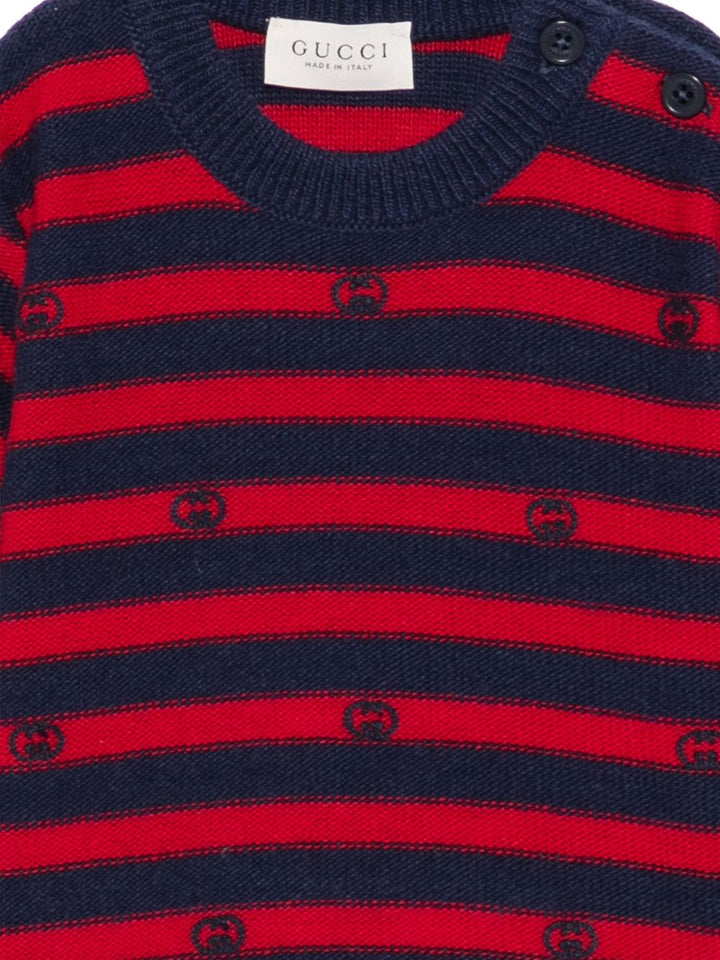 Maglione blu/rosso per neonato 870708XKFH8 4011 Gucci Kids 