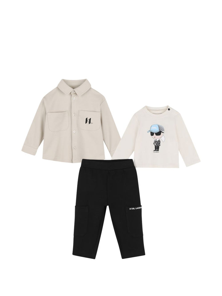 Completo nero/beige per neonato Z31484 M41 Karl Lagerfeld Kids 