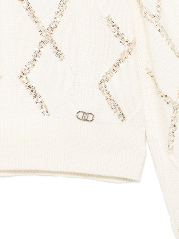Maglione bianco per bambina GF6111MA22S 10602 Liu Jo 