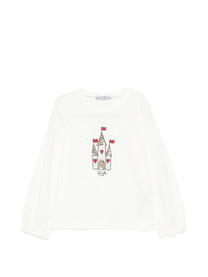 T-shirt bianca per bambina KF6097JS003 DDX11 Liu Jo 
