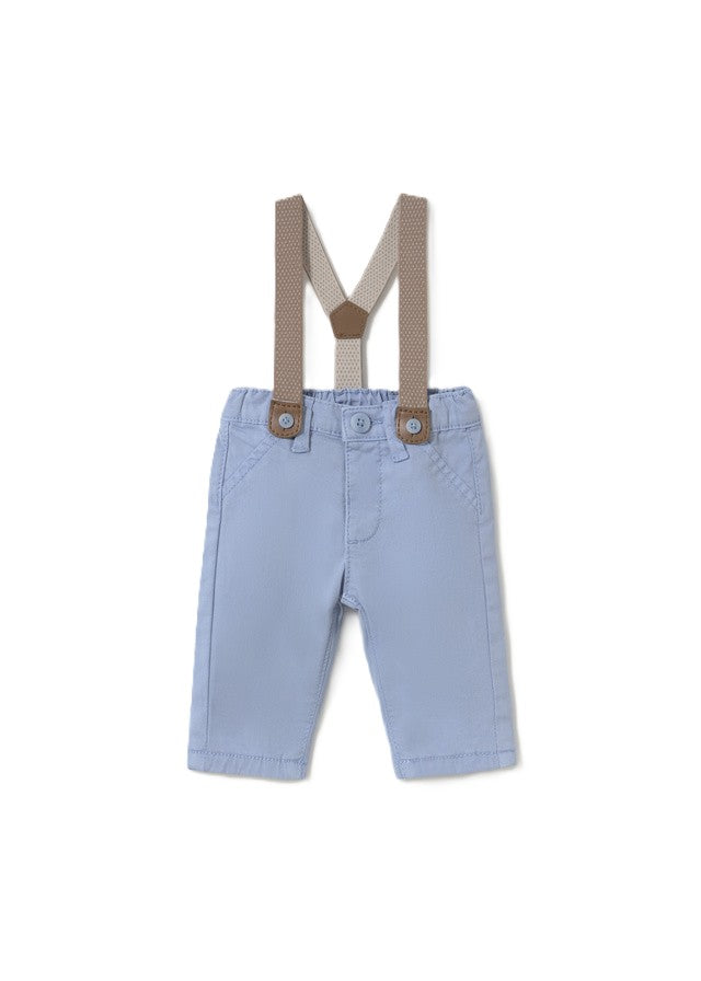 Pantalone celeste con bretelle per neonato 2504 056 MAYORAL 