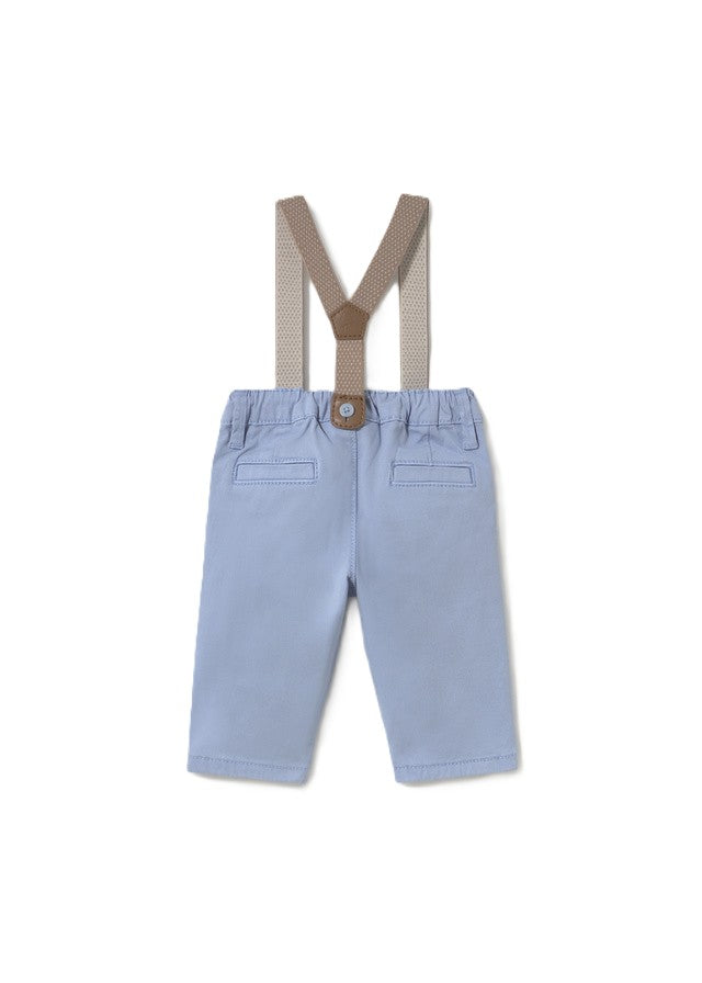 Pantalone celeste con bretelle per neonato 2504 056 MAYORAL 
