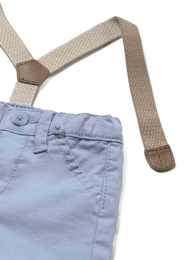 Pantalone celeste con bretelle per neonato 2504 056 MAYORAL 