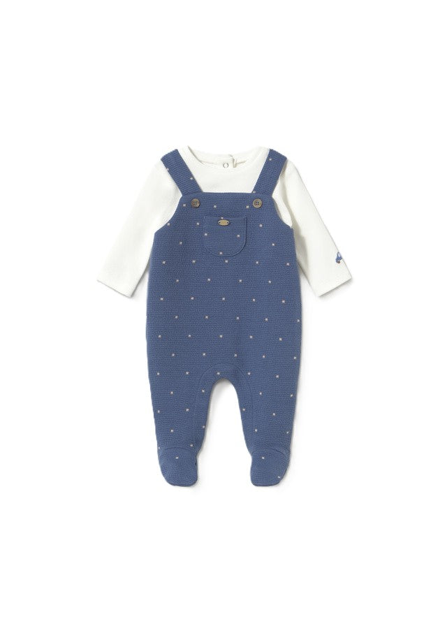 Completo salopette blu/bianco per neonato 2658 090 MAYORAL 