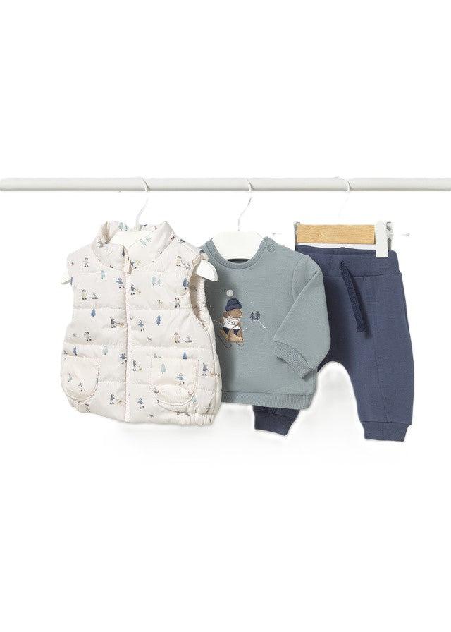 Completo ecrù/blu per neonato 2683 069 MAYORAL 