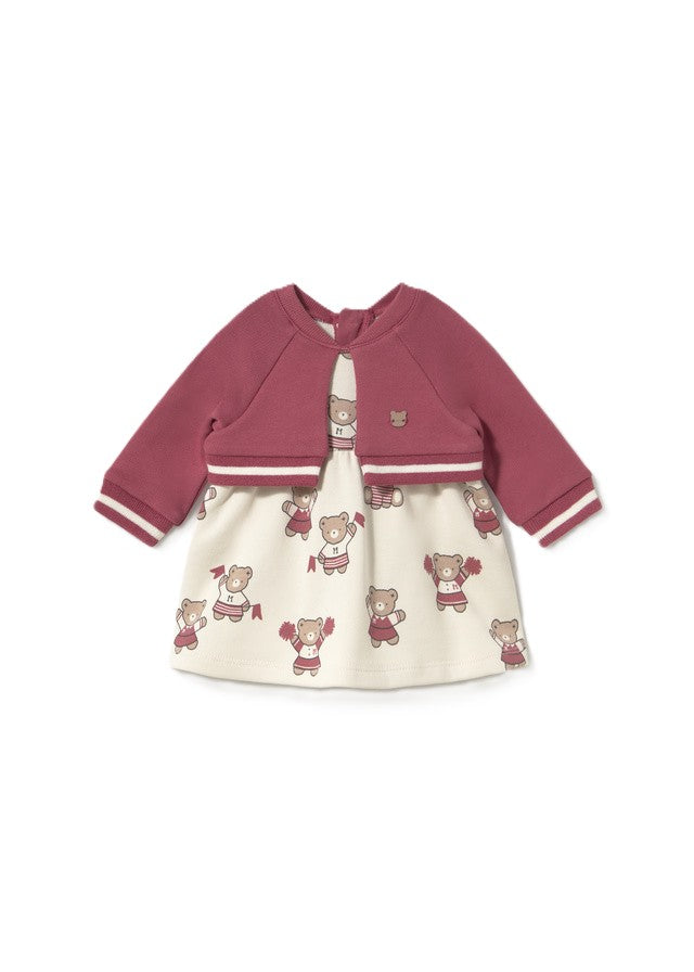 Abito prugna/beige per neonata 2827 036 MAYORAL 