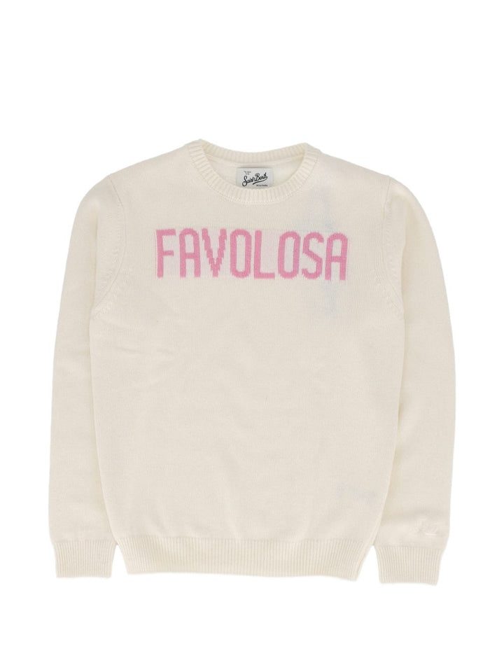 Maglione ecrù/rosa per bambina PRC0001 02424M MC2 Saint Barth Kids 
