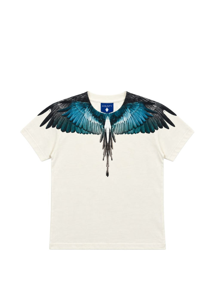 T-shirt bianco sporco per bambino F6CMJBTH034 412 Marcelo Burlon Kids 
