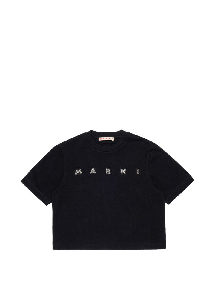 T-shirt nera per bambina M01968M00SG 0M900 Marni Kids 