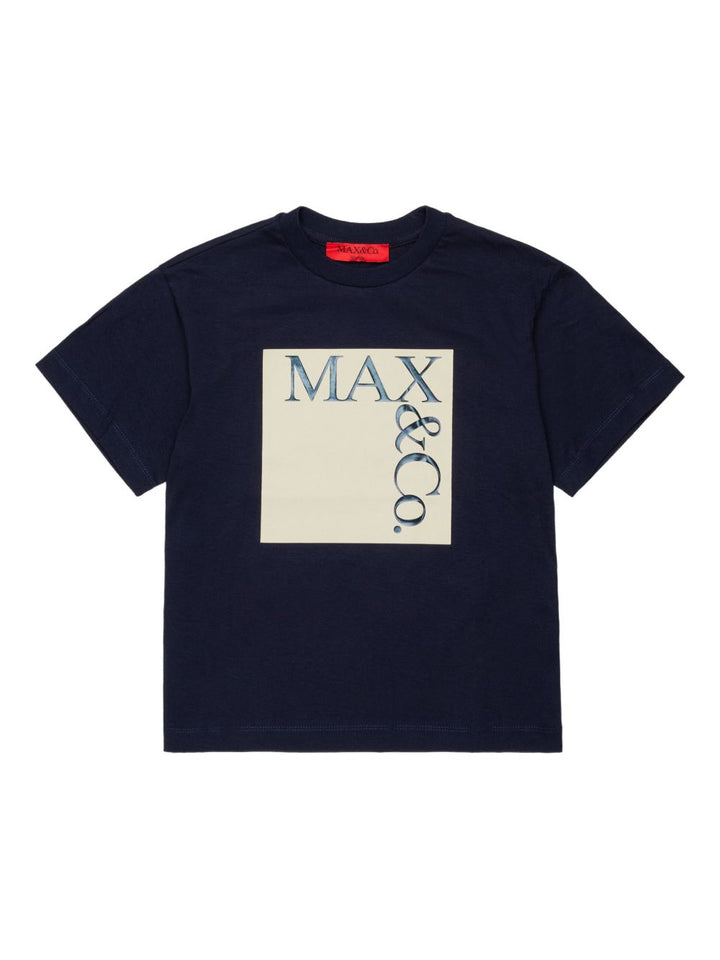 T-shirt blu scuro per bambina MX0005MX057 MX854 Max&co Kids 