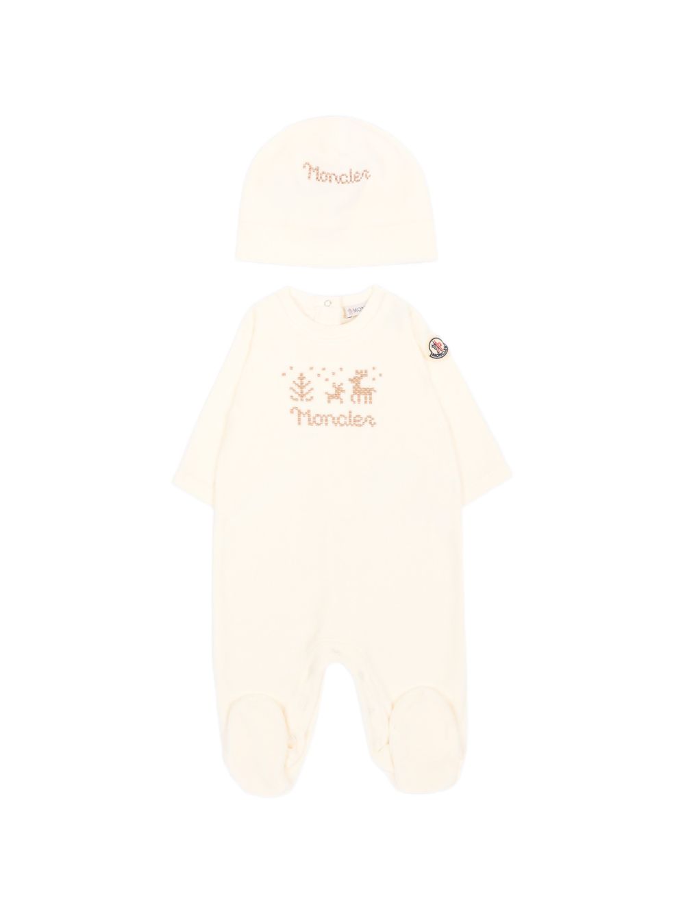 Tutina beige per neonato 9518P0000389AQ4 F02 Moncler Kids 