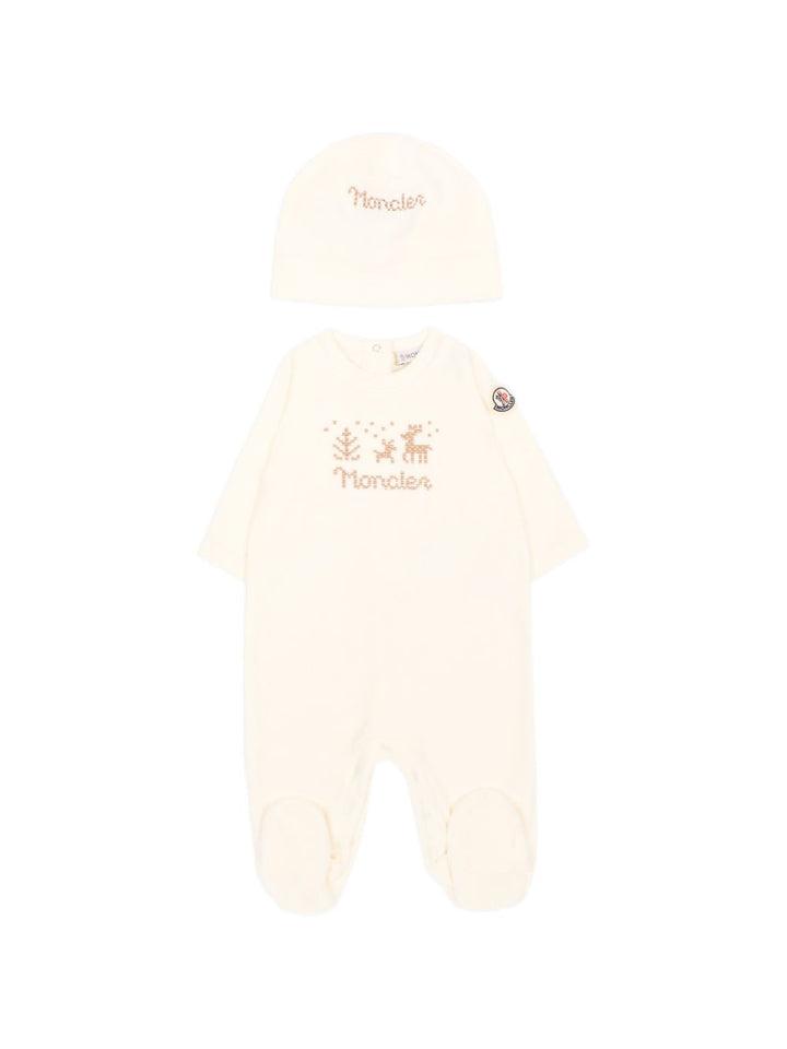Tutina beige per neonato 9518P0000389AQ4 F02 Moncler Kids 