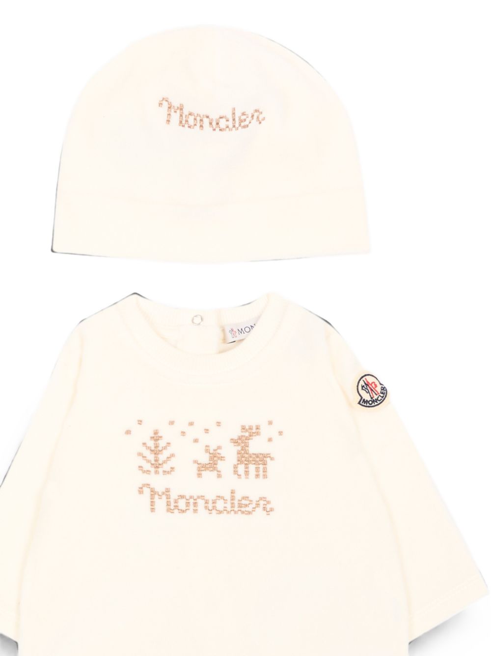 Tutina beige per neonato 9518P0000389AQ4 F02 Moncler Kids 