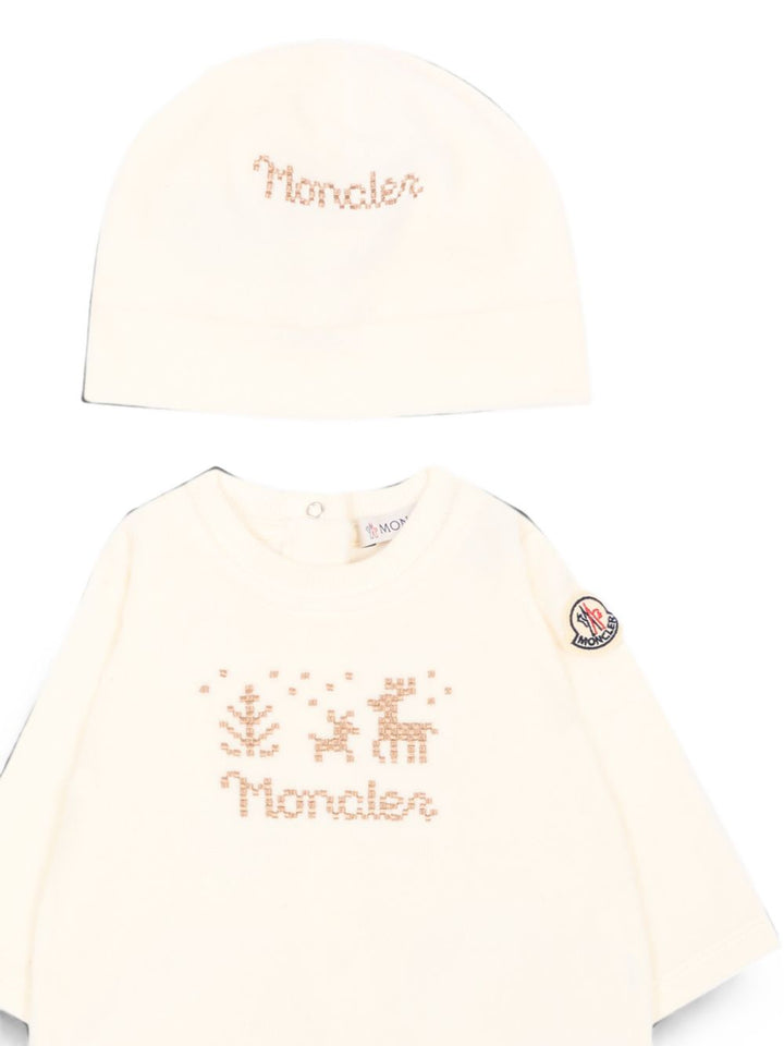 Tutina beige per neonato 9518P0000389AQ4 F02 Moncler Kids 