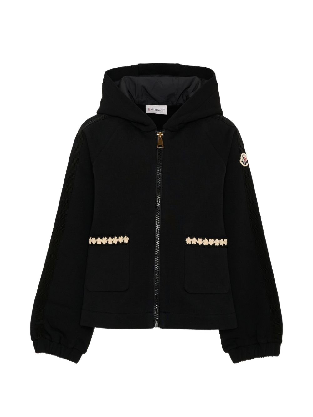 Felpa nera con zip per bambina 9548G00033899PS 999 Moncler Kids 