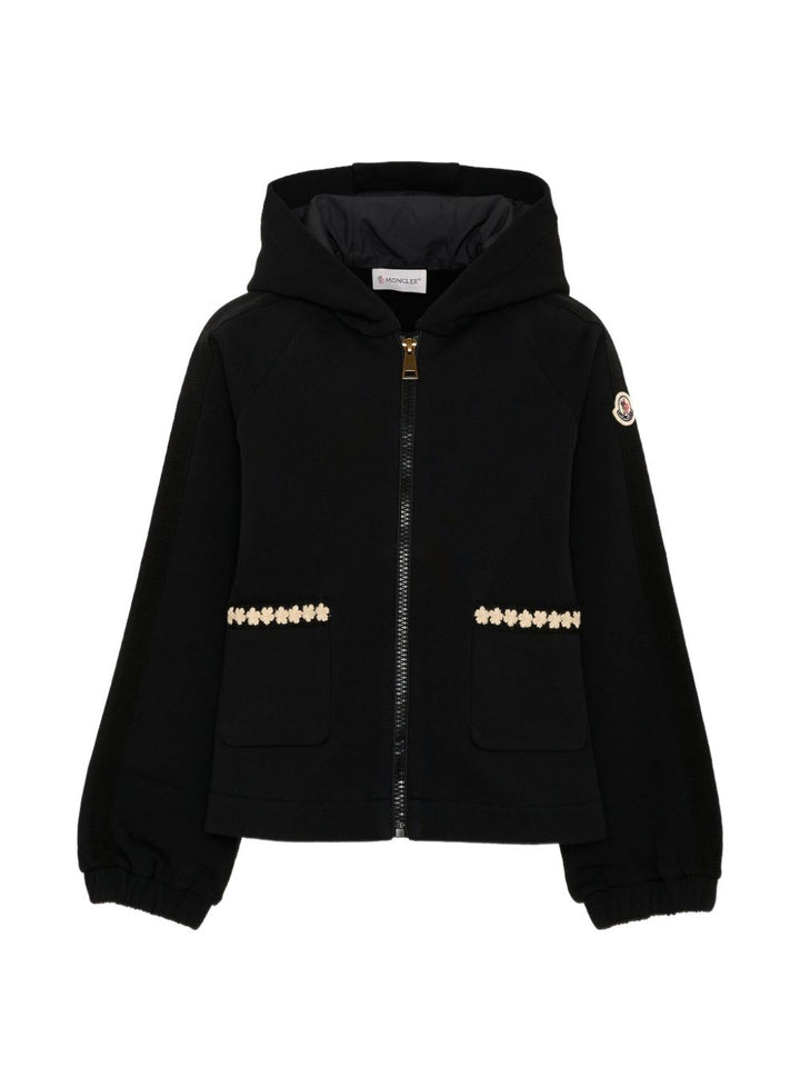Felpa nera con zip per bambina 9548G00033899PS 999 Moncler Kids 