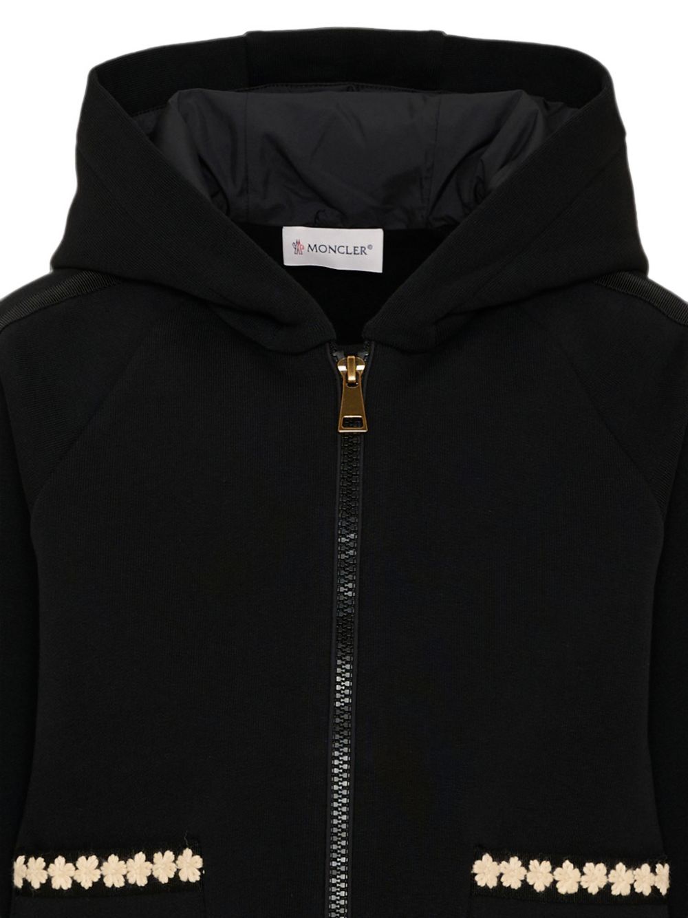 Felpa nera con zip per bambina 9548G00033899PS 999 Moncler Kids 