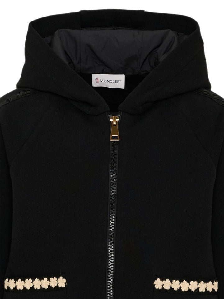 Felpa nera con zip per bambina 9548G00033899PS 999 Moncler Kids 