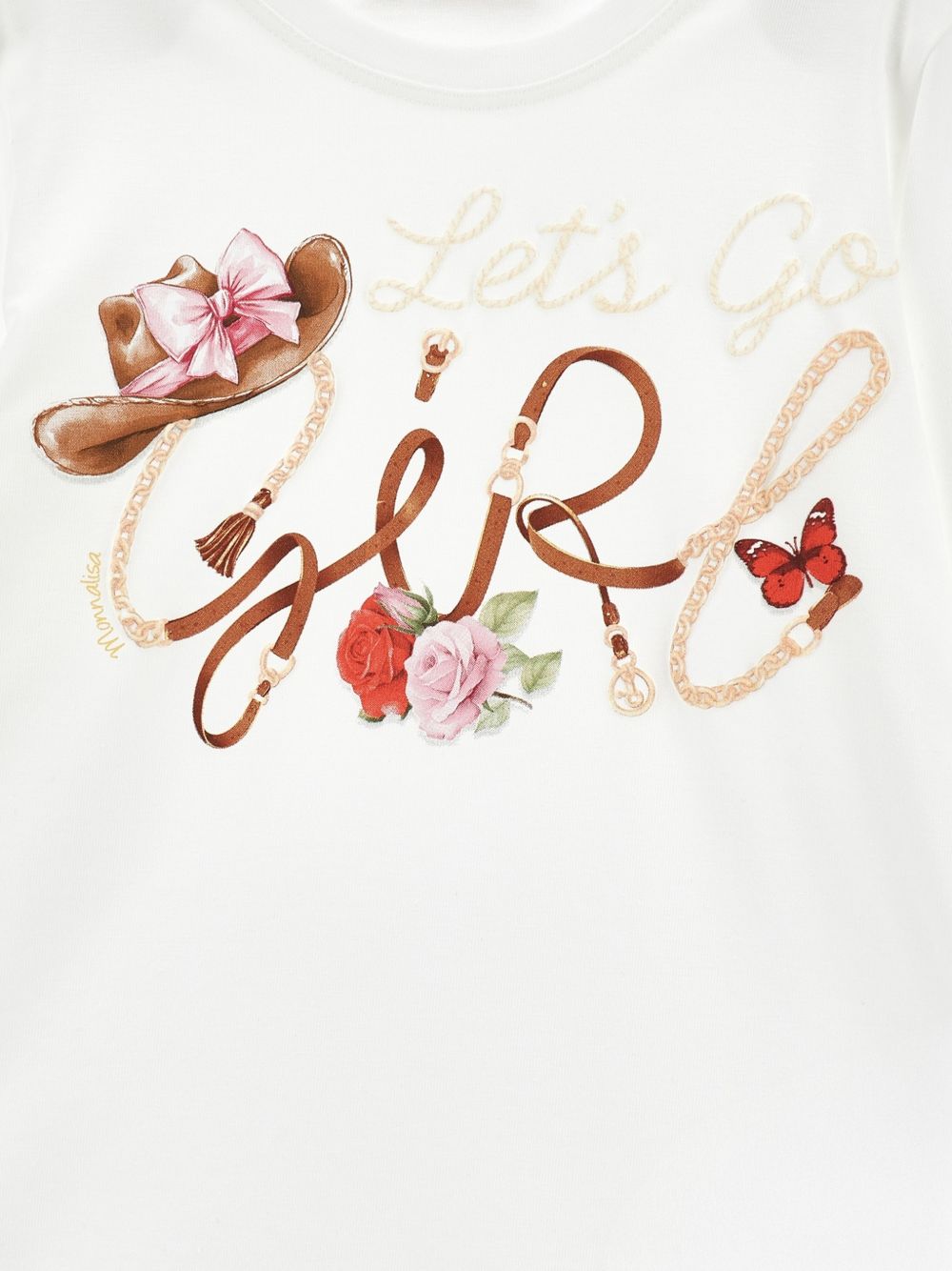 T-shirt bianca per bambina 11H6128201 0001 Monnalisa Kids 
