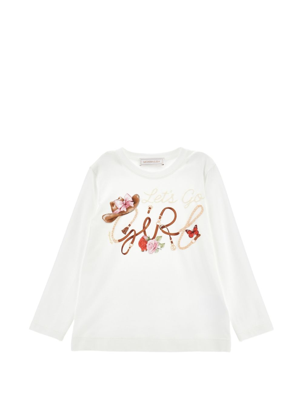 T-shirt bianca per bambina 11H6128201 0001 Monnalisa Kids 