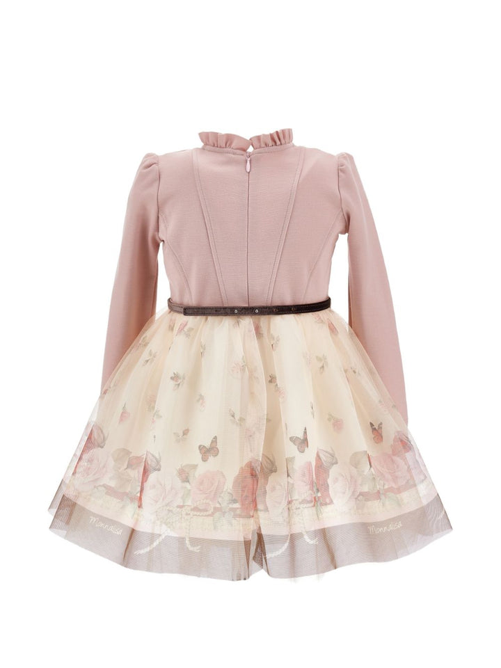 Abito rosa/beige per bambina 11H9138621 0684 Monnalisa Kids 